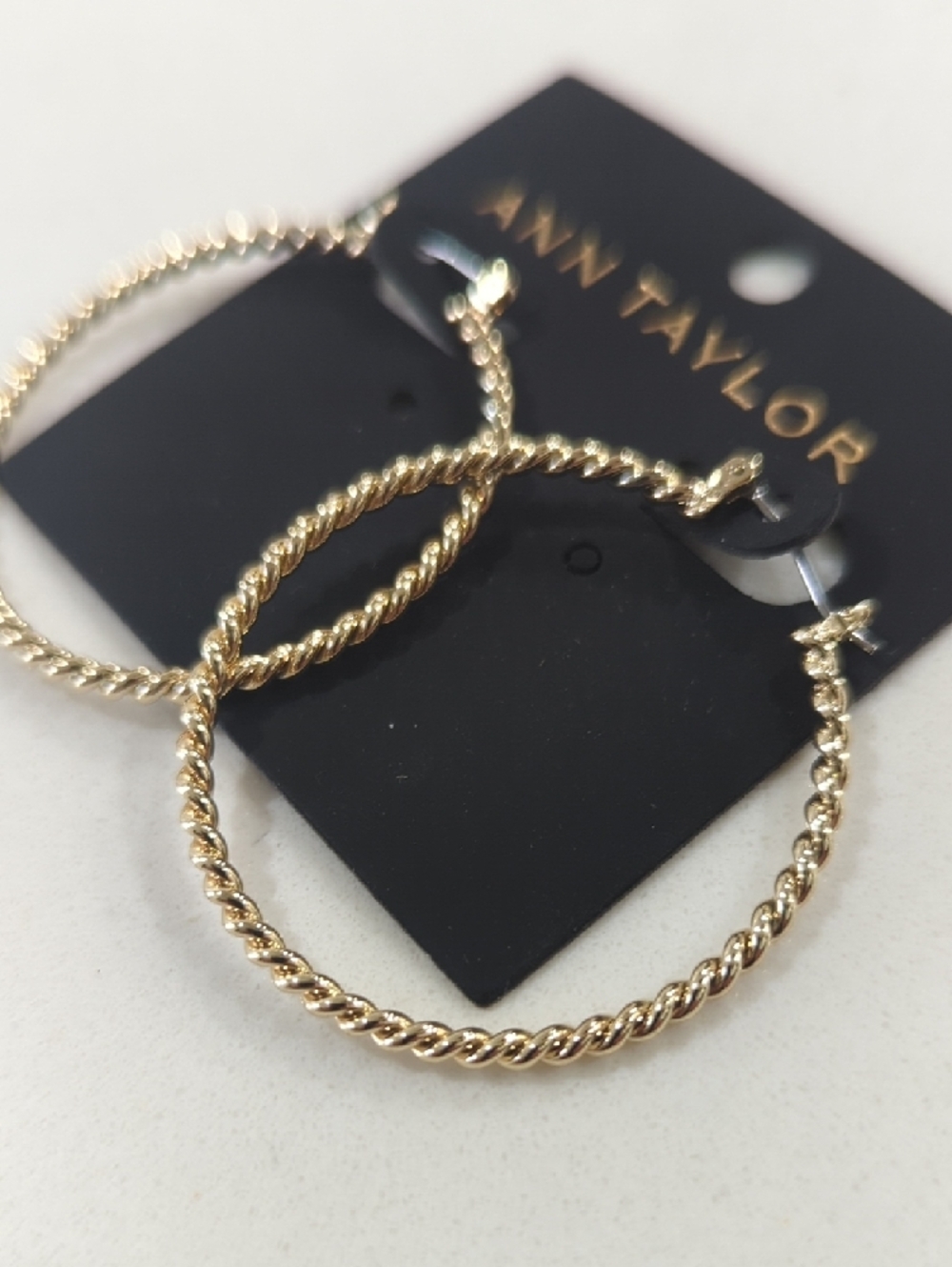 Ann Taylor Gold Twisted Rope Hoop Earrings - Picture 7 of 9